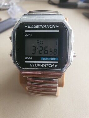 10/$20 GEN591 Silver/Black Stainless Steel Digital Alarm Chrono Men's Watch